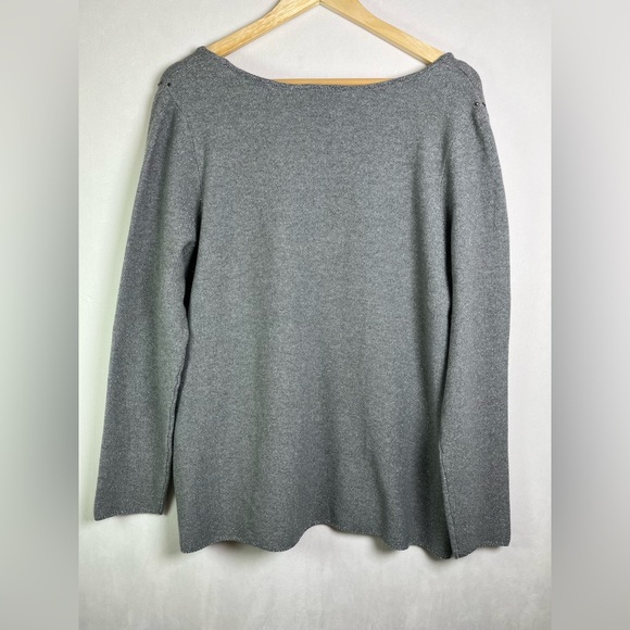 Joseph Ribkoff Women XL Metallic Gray Studded Sweater Tunic Top Sparkle Knit - Picture 7 of 9